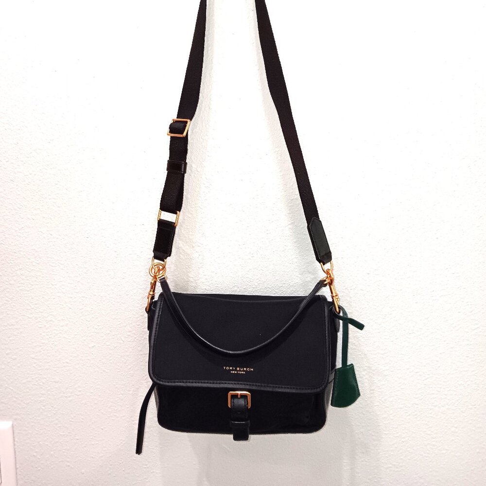 Tory Burch Black Crossbody with Gold Hardware and Green Tag - Picture 3 of 15